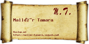 Mallár Tamara névjegykártya